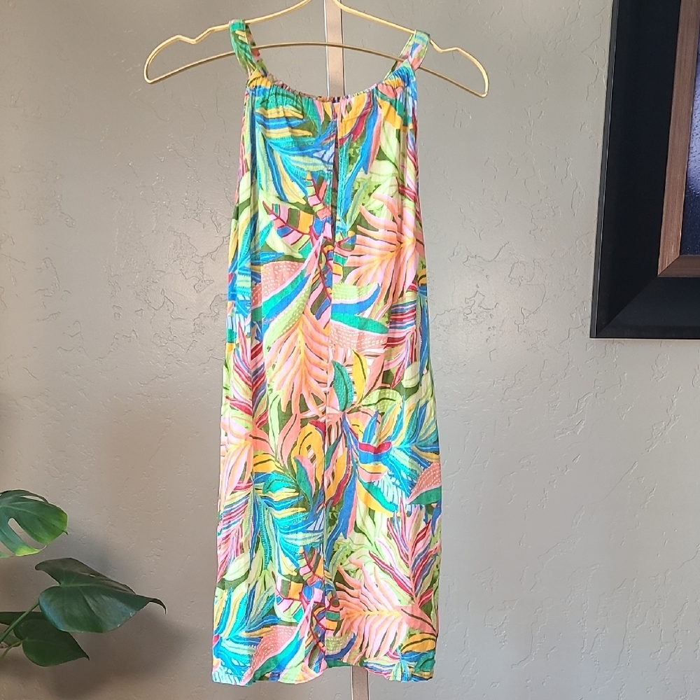 C&C California Vibrant Multicolor Mini Dress Sleeveless Coverup Linen Blend - Picture 6 of 11